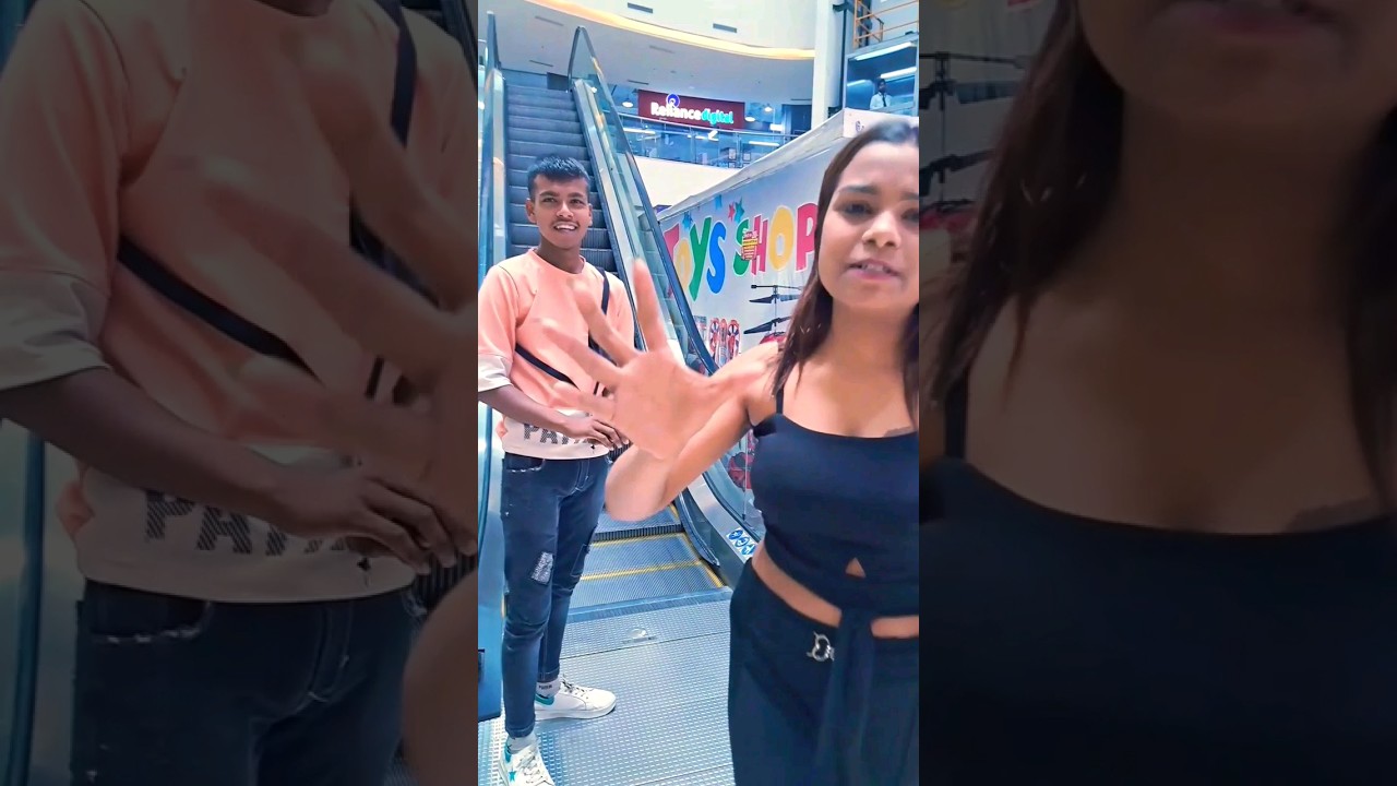Funny Escalator prank 🤣 on cute girl 
