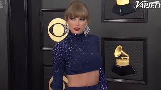 Taylor Swift on the red carpet at the GRAMMYs 2023