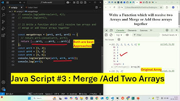 Java Script  #3 - Add / Merge Two Arrays in JS | Javascript Interview Exercise  #bharathedutech
