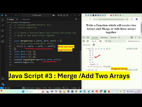Java Script  #3 - Add / Merge Two Arrays in JS | Javascript Interview Exercise  #bharathedutech
