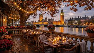 Cozy London Sunset Jazz 🍁 Big Ben River Thames Ambience ~ Soft Jazz Instrumental & Soft River Waves screenshot 4