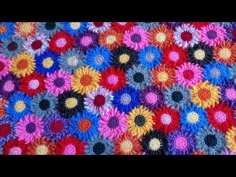 Вязание крючком коврик сидушка цветочная поляна