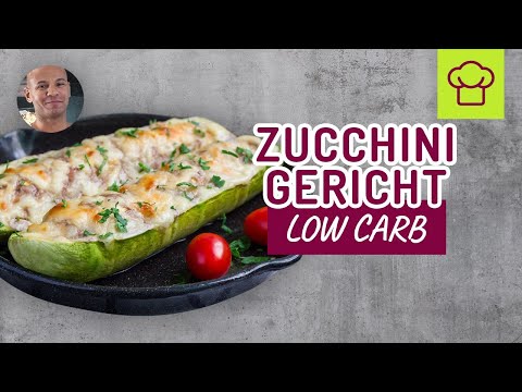 Überbackene Zucchini Schiffchen | Low Carb Abendessen unter 300 Kalorien | Skinny Dinner Rezept. 