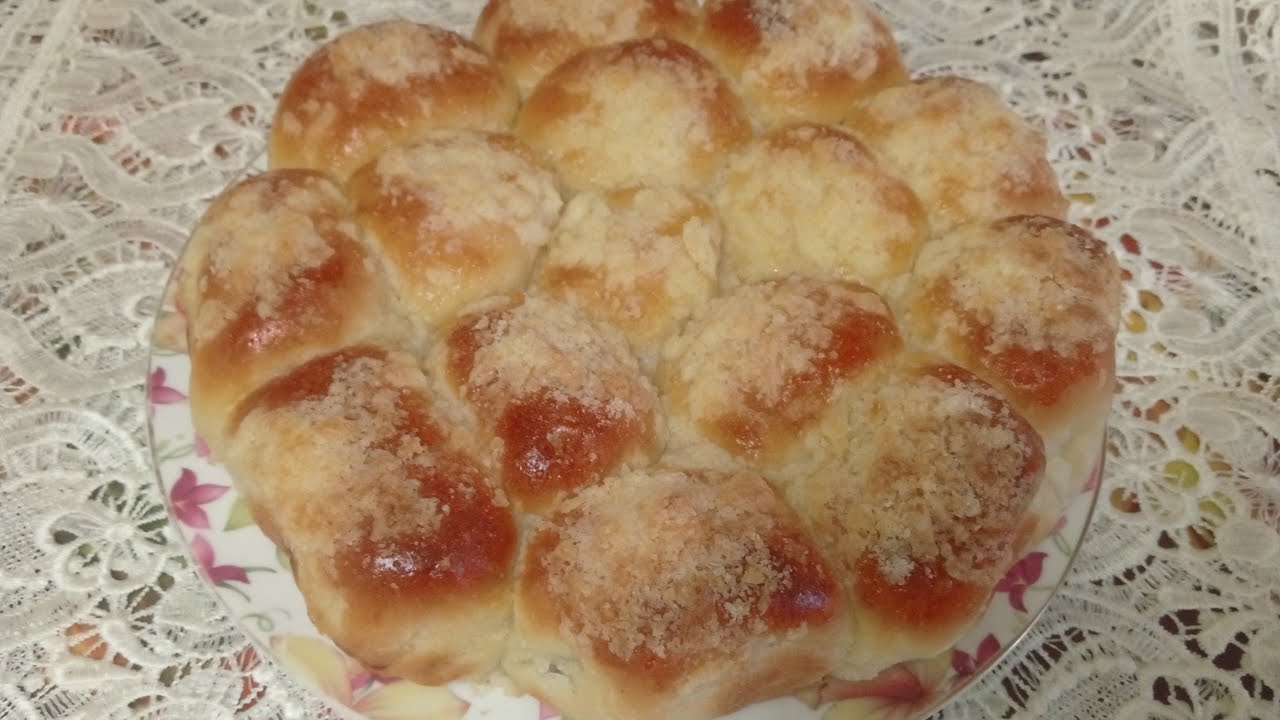 ❄️Воздушные сдобные булочки с домашним яблочным повидлом под снежной посыпкой 
