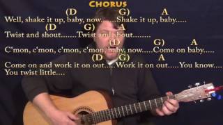 Twist and Shout The Beatles Fingerstyle Guitar Lesson Chord Chart with ChordsLyrics D G A