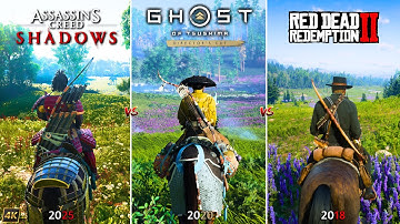 AC Shadows vs Ghost of Tsushima vs RDR 2 | PC | Graphics, Physics and Details Comparison
