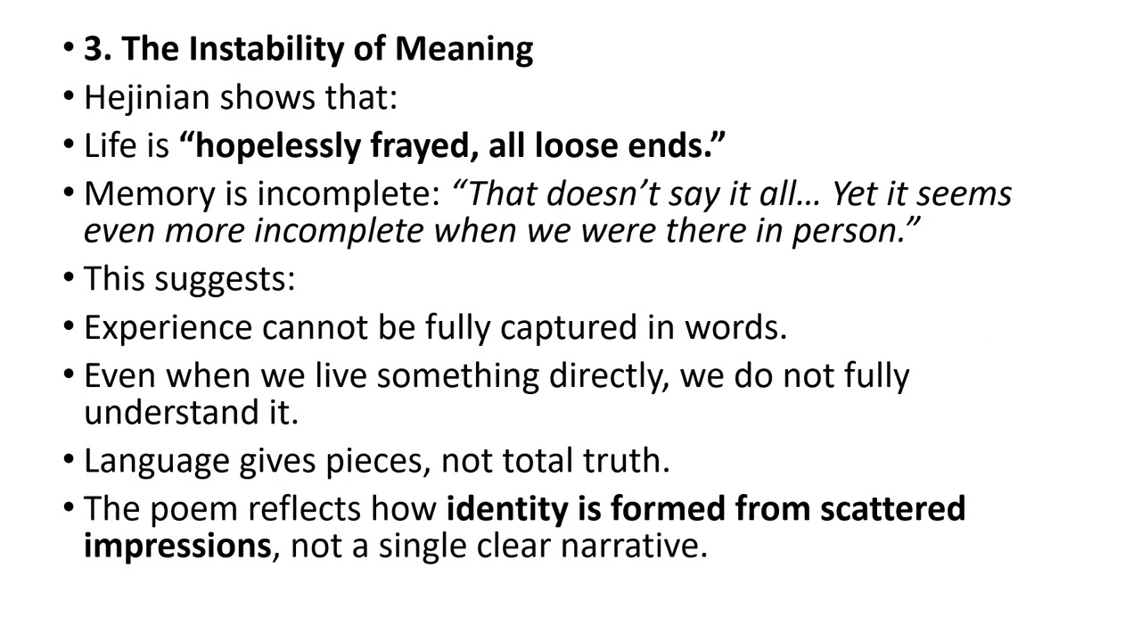 My Life by Lyn Hejinian. A Chapter in S4 BCom VAC Textbook.