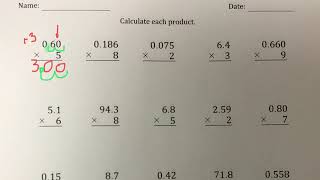Module 1 Lesson 11: Multiplying decimals by 1 digit