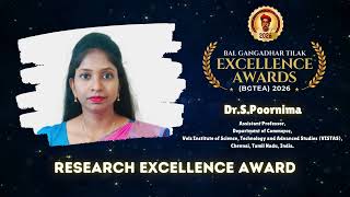 Dr.S.Poornima | Research Excellence Award🏆 | BGTEA 2026 Award Ceremony