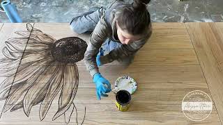 Sun Flower Stained Art Kitchen Table