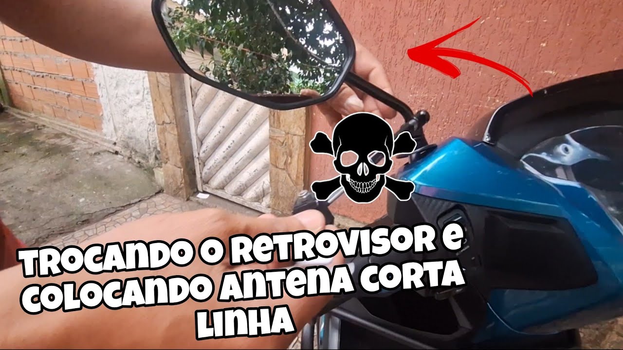 Trocando o Retrovisor da nova honda elite  e colocando antena corta-pipa.