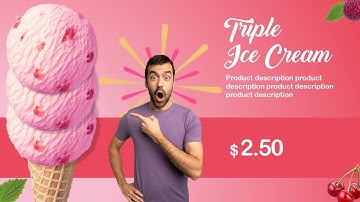 Digital Menu for Restaurants – PowerPoint Animated Template  (Ice Cream Shop)