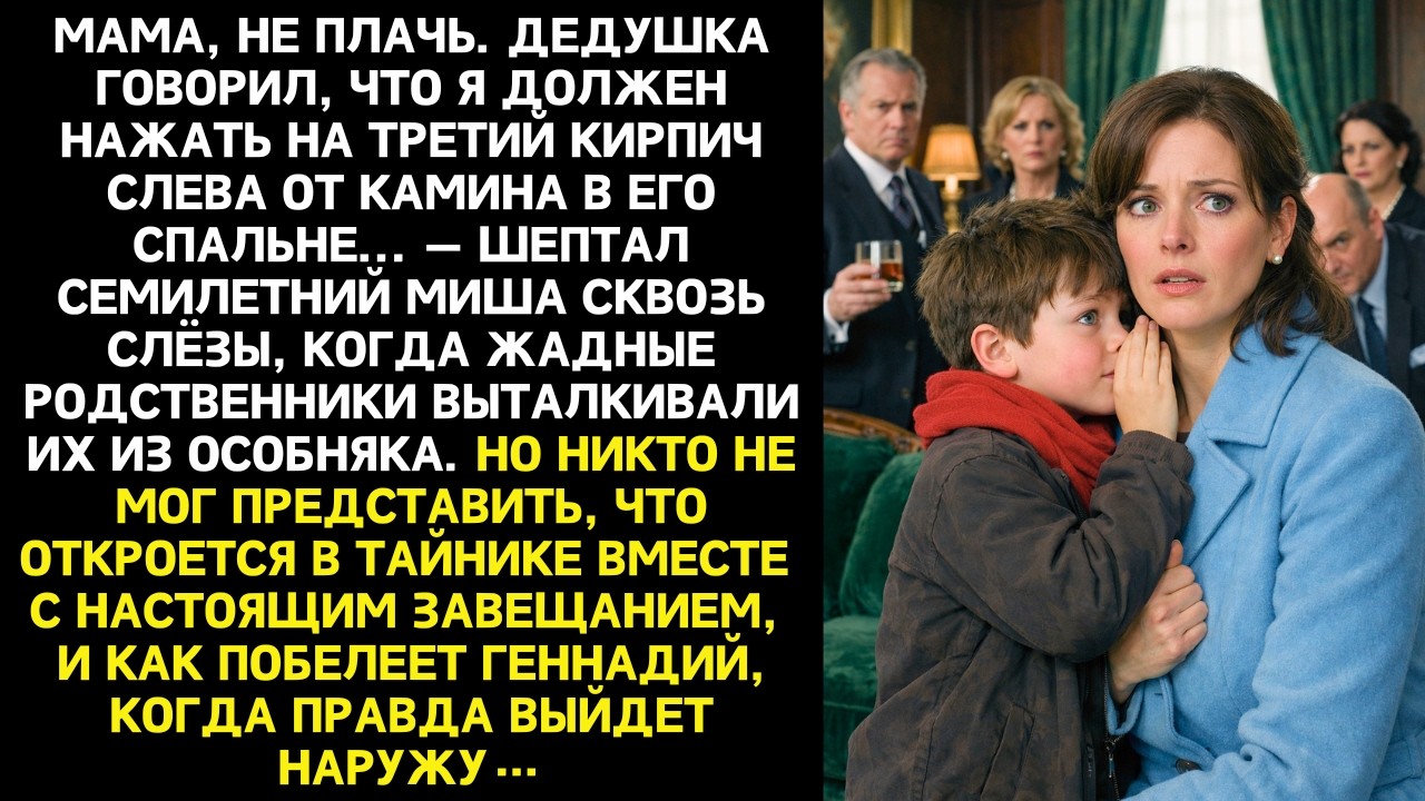 Семилетний внук знал тайну деда о завещании. Жадные наследники рассмеялись. А открыв тайник...