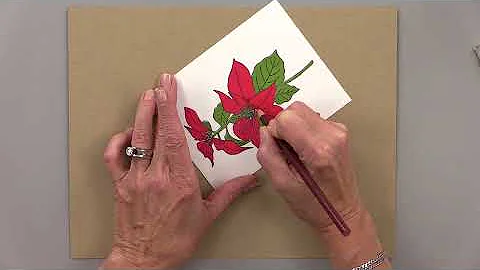 Two-Step Poinsettia with Colored Pencils and Gamso...