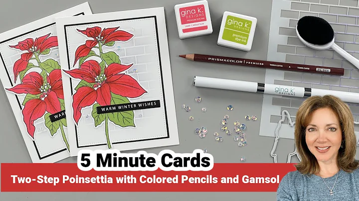 Two-Step Poinsettia with Colored Pencils and Gamsol - 5 Minute Cards