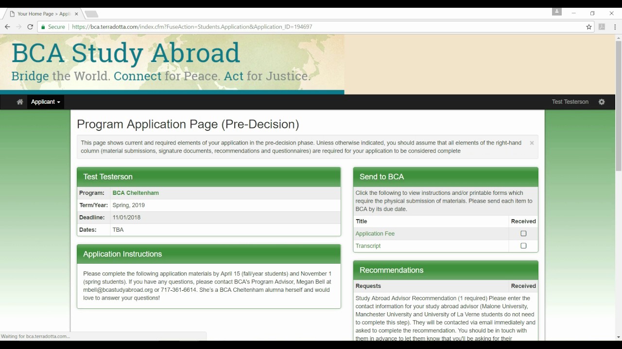 BCA Study Abroad Application Process - YouTube