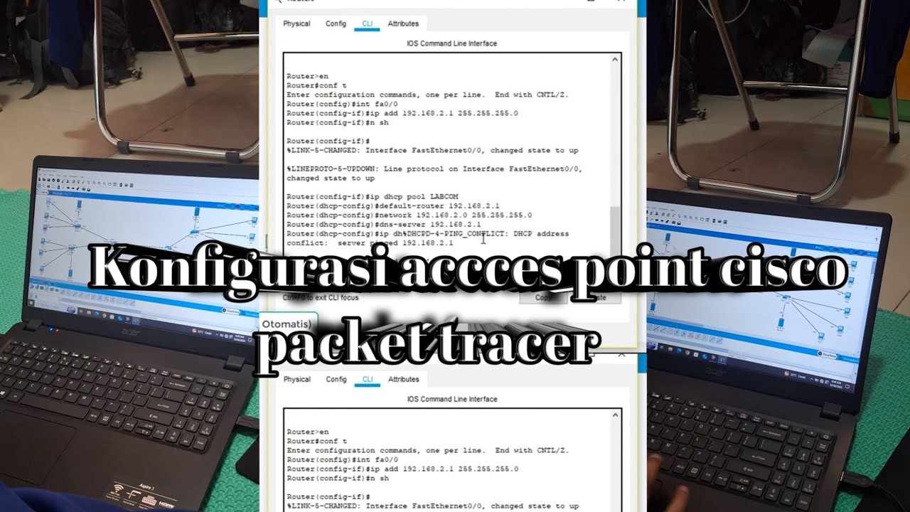 cara konfigurasi Wireless access point di cisco packet tracer # ...