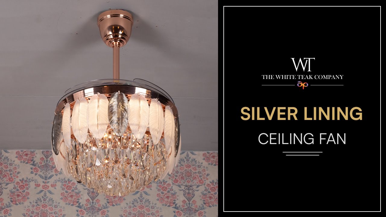 Silver Lining (Rose Gold) Chandelier Fan | White Teak