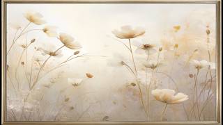 Soft Cream Wildflower Art 4K | Ethereal Meadow Screensaver for Ambiance & Sleep screenshot 1