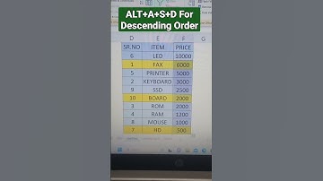 Ascending & Descending Order in #excel #technology #ai #gaming #shorts #viral #short #ytshorts