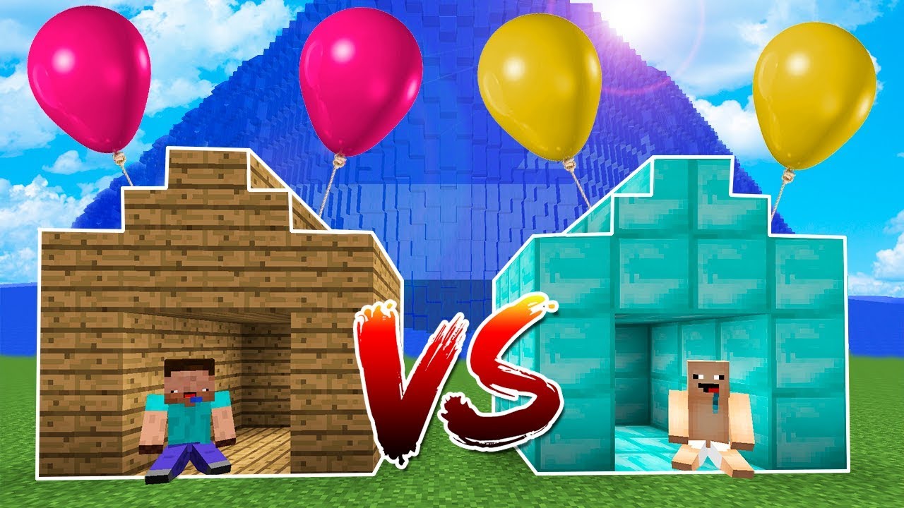 FLYING WOODEN HOUSE VS FLYING DIAMOND HOUSE - MINECRAFT videos graciosos para facebook