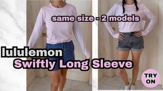 🌸 LULULEMON SWIFTLY RELAXED LONG SLEEVE  Pink Organza Try On & Review screenshot 5