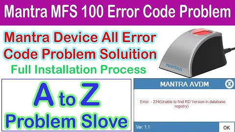 Manta Device Error code Problem solution | Mantra RD service installation process 2023 |