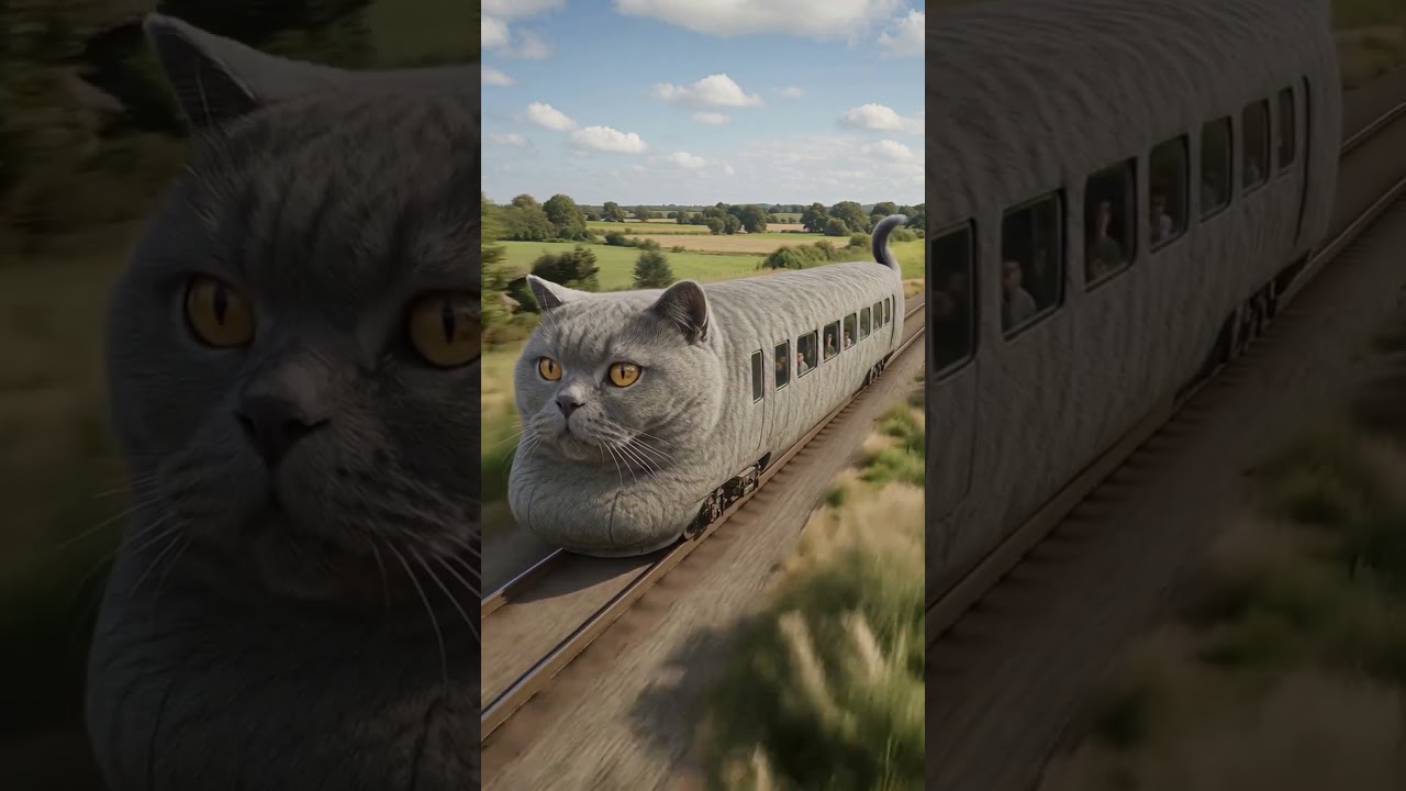 Ai Cat Train funny video 