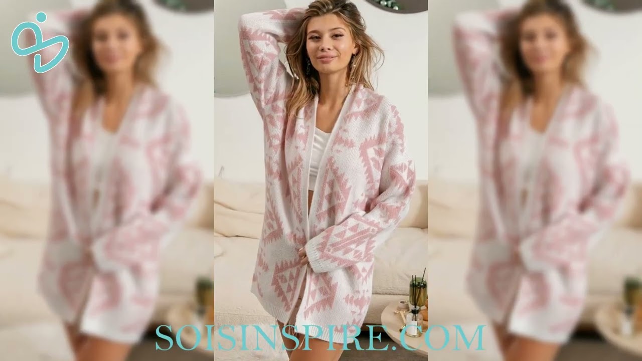 BiBi Aztec Pattern Open Front Cardigan