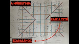 A MŰHELYBEN: Ilyen rajzot használunk a tető leszabásához.