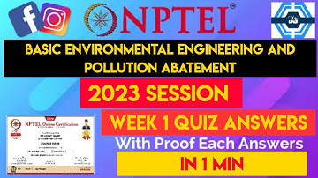 Basic Environmental Engineering And Pollution Abatement Week 1 Quiz Assignment Solution | NPTEL