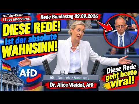 Dr. Alice Weidel, AfD: HER BEST LIVE SPEECH! 💥 in the BUNDESTAG 09/09/2026: ABSOLUTE INSANITY! 😍🙏