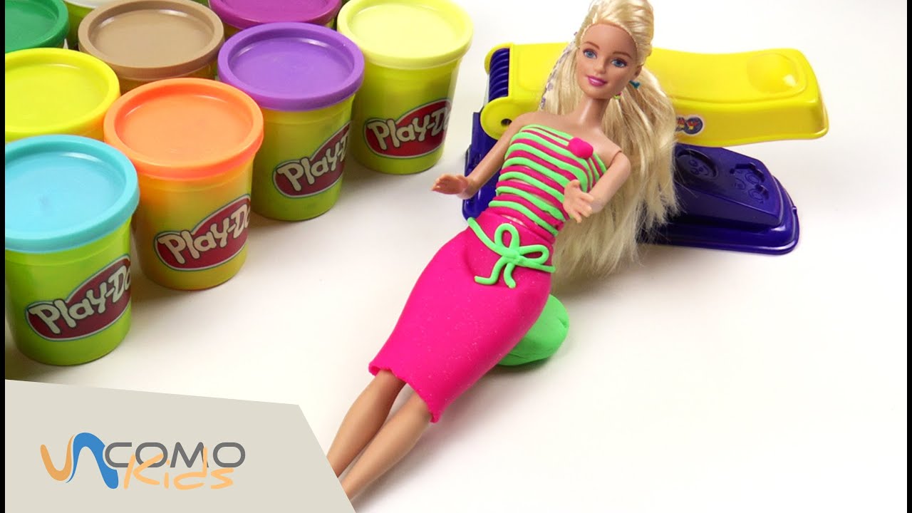 Vestimos a BARBIE con PLAY DOH - Vídeos de Play Doh en español - YouTube