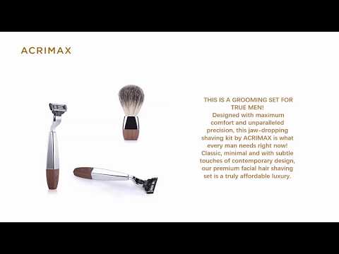 ACRIMAX Premium Badger Hair Shaving Brush Set with Luxury Brush Stand and Brush holder