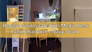 Review Guidecraft Kids Media Desk and Chair Set - Navy: Student's Workstation with Storage, Wooden W
