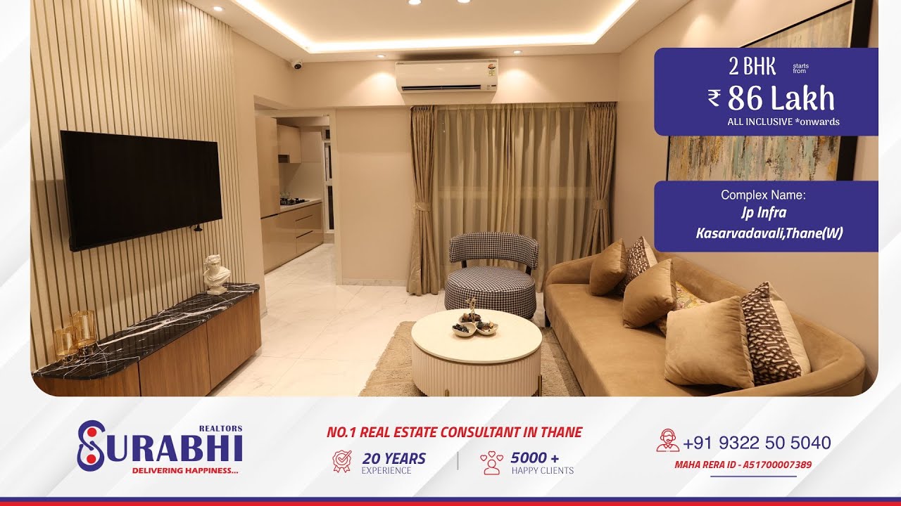 🏡✨ 2 BHK Flat in Jp Infra , Kasarvadavali| ₹ 86 LAKH | 535  Sq.ft | Under Construction