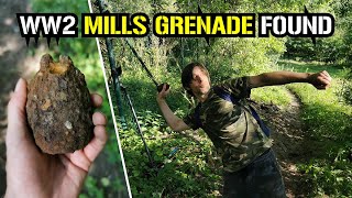 WW2 MILLS GRENADE Found Next To A Military Base Camp - Metal Detecting Adventure