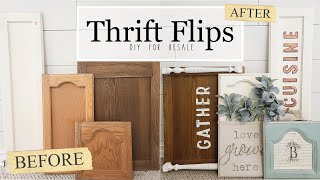 THRIFT FLIPS • Transforming Wood Cabinet Doors • Wall Art • Tray • using IOD Font Stamps