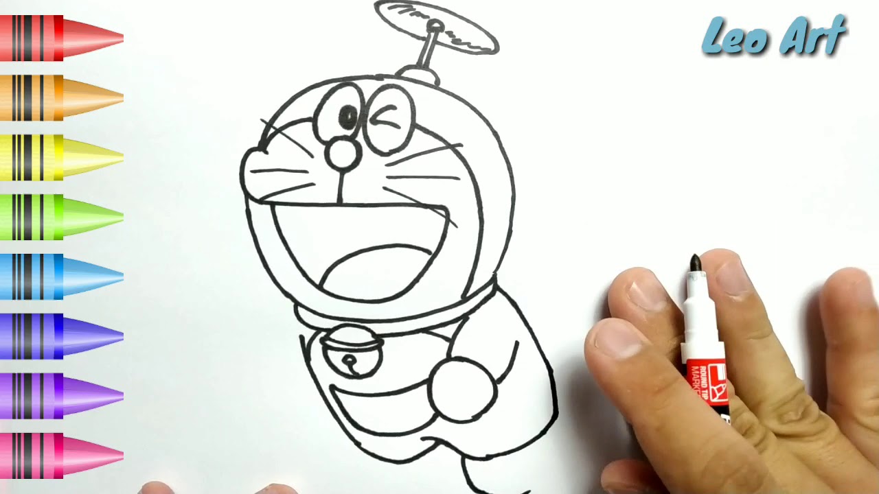 HEBAT, cara menggambar dan mewarnai Doraemon dengan mudah untuk anak