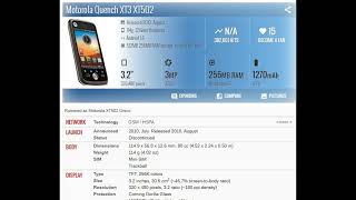 Motorola Quench XT3 XT502  PRICE AND SPECIFICATION