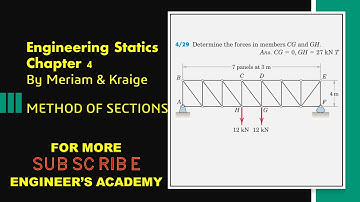 Determine the forces in members CG and GH | Method of sections | Engineers Academy