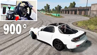 Drifting in BeamNg.Drive with 900° Wheel Rotation! (Can we Survive!?) Mazda RX-7