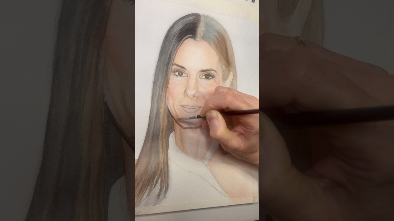 Портрет акварелью. Sandra Bullock. 