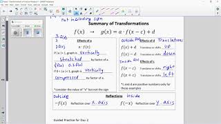 Notes - Transformations in Function Notation Part 2