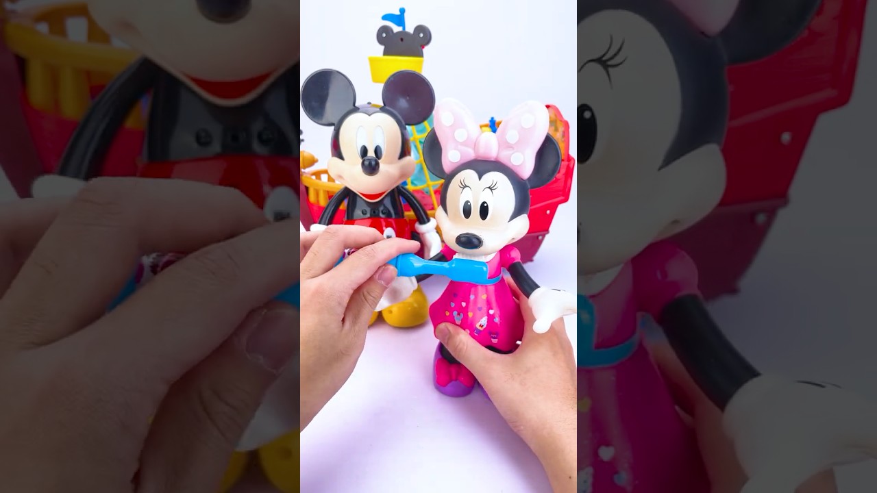 Mickey and Minnie Brush Teeth Set Toys, Satisfying Unboxing Mini Kitchen Set ASMR