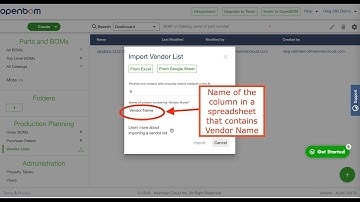 OpenBOM  import vendor list