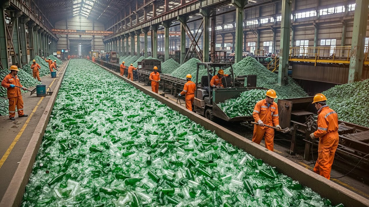 Как ежедневно перерабатываются миллионы стеклянных бутылок | Внутри современного мегазавода