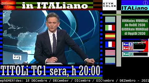 TITOLi copertina TG1 sera 18 DICembre 2021, 1^ notizia: morti sul lavoro, grave incidente a Torino