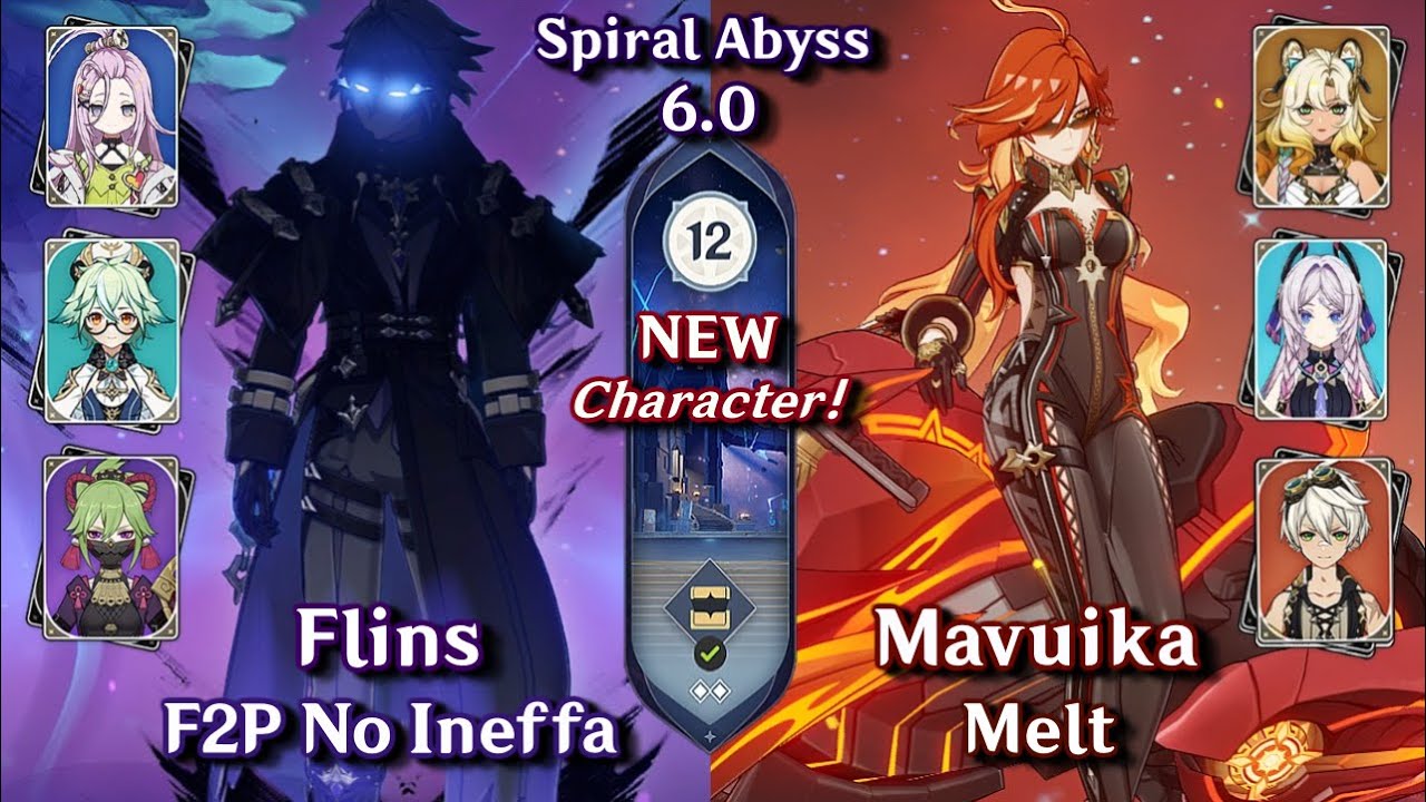 C0 Flins 4 Star Team & C0 Mavuika Melt | Spiral Abyss 6.0 Floor 12 9 Stars | Genshin Impact 6.0