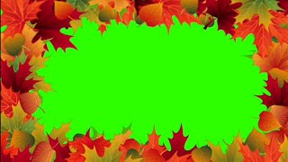 Рамка для фото или видео из листьев/Осенний футаж/на зелёном фоне/хромакей